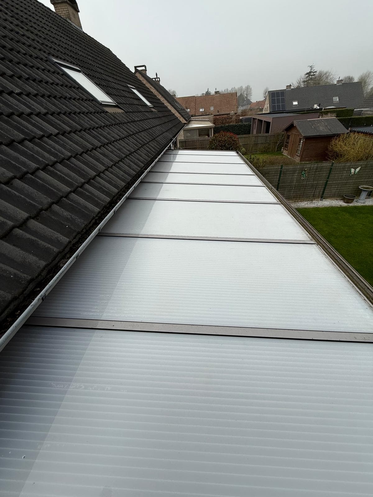 Verandadak in polycarbonaat, na de reiniging